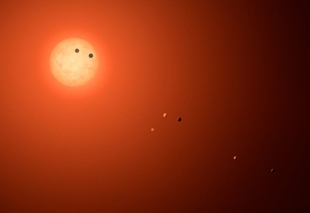 Vue d'artiste du système Trappist-1. ©NASA